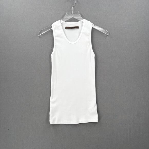 ENZA COSTA Cotton Rib Scoop Tank Top Women XS White Sleeveless Shirt Stretch NEW - Picture 4 of 16